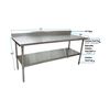 Bk Resources Work Table Stainless Steel Undershelf, Plastic feet 5" Riser 72"x30" SVTR5-7230